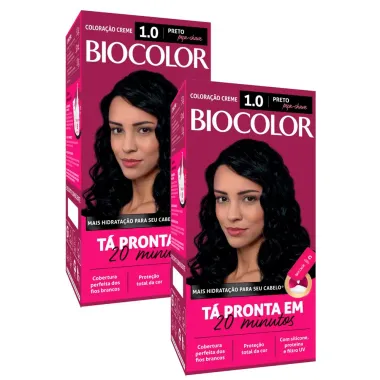 Kit 2 Tinta de Cabelo Biocolor Mini Kit Preto Fundamental 1.0