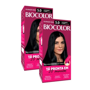 Kit Tinta de Cabelo Biocolor Mini Kit Castanho Claro Luxuoso 5.0