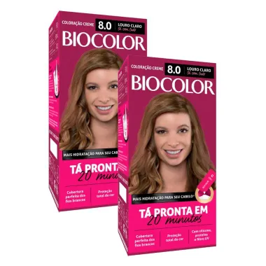 Kit 2 Tinta de Cabelo Biocolor Mini Kit Louro Claro Radiante 8.0