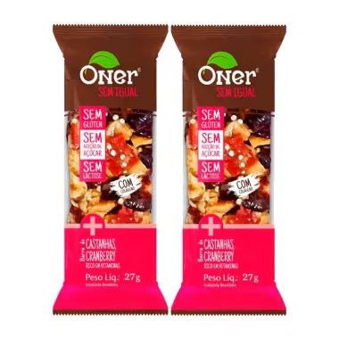 Kit 2 Barra Oner Sem Igual Castanhas e Cranberry 27g
