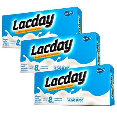 Kit 3 Lacday 10.000U.Fcc 8 Comprimidos Mastigáveis