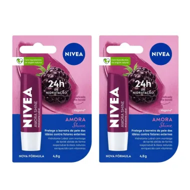 Kit 2 Hidratante Labial Nivea Amora Shine 4,8g