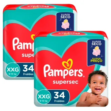 Kit Fralda Pampers Premium Care Tamanho XXG Pacote Hiper 56 Fraldas Descartáveis cada