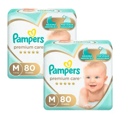 Kit Fralda Pampers Premium Care Tamanho M Pacote Hiper 80