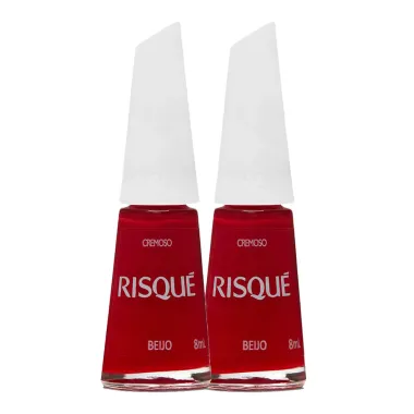 Kit 2 Esmalte Risqué Vermelho Cremoso Beijo 8ml