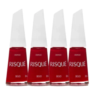 Kit Esmalte Risqué Vermelho Cremoso Beijo 8ml