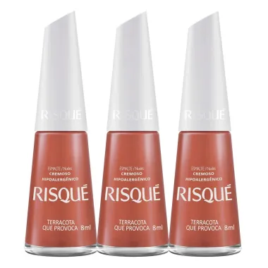 Kit 3 Esmalte Risqué Cor Terracota que Provoca com 8ml