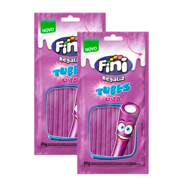 Kit 2 Balas Fini Tubinho de Uva 80g