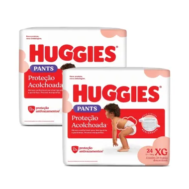 Kit 2 Fralda Roupinha Huggies Supreme Care Tamanho XG Pacote Mega 24 Unidades Descart&aacute;veis