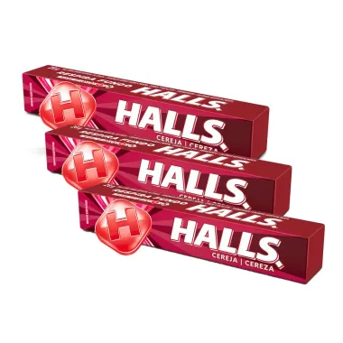 Bala Halls Cereja 28g | Kit com três unidades