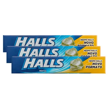 Bala Halls Mentol 28g | Kit com três unidades