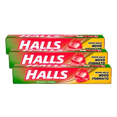 Bala Halls Melancia 28g | Kit com três unidades