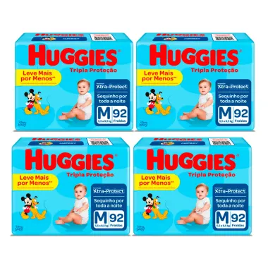Kit 4 Fralda Huggies Tripla Proteção Tamanho M Pacote