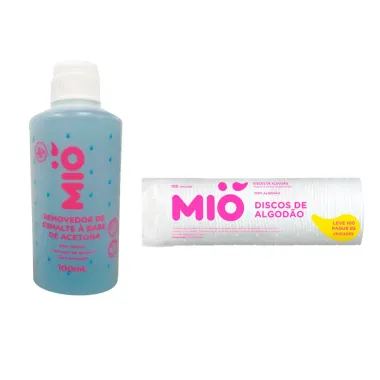 Kit Removedor de Esmalte Mio Acetona 100ml + Discos de Algodão Mio Leve 100 Pague 85 Unidades
