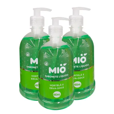 Kit 3 Sabonete Líquido Mió Hortelã e Erva Doce 480ml
