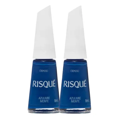Kit 2 Esmalte Risqué Coloridos Cremoso Cor Azulivre Mente 8ml