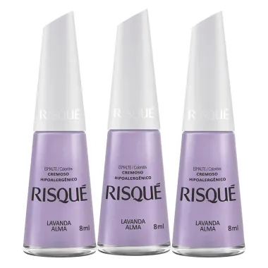 Kit 3 Esmalte Risqu&eacute; Cor Lavanda Alma com 8ml