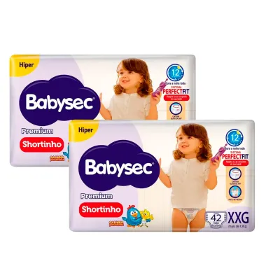 Kit 2 Fralda Shortinho Babysec Premium Tamanho XXG com 42 Fraldas Descartávei