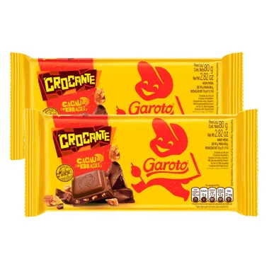 Kit 2 Chocolate Garoto Crocante 80g