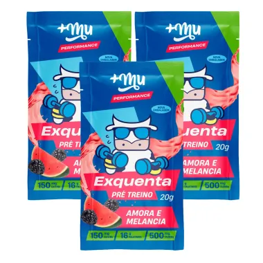 Kit 3 Muke Exquenta Pre Treino Amora Mais Mu 20g