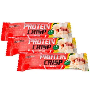 Kit  3 Barra de Proteína Protein Crisp Bar Integralmédica Leite Ninho com Creme de Avelã 45g