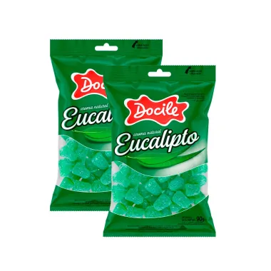 Kit 2 Bala de Goma Docile Eucalipto 90g