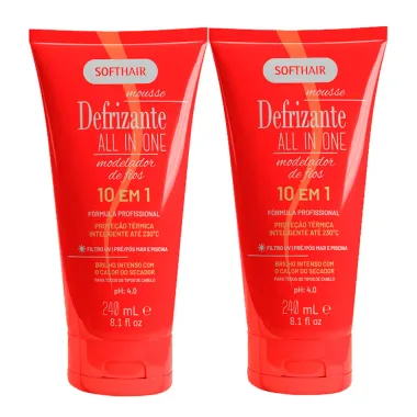 Kit 2 Defrizante All In One Soft Hair 10 em 1 Modelador de Fios 240ml
