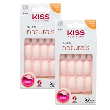 Kit 2 Unhas Postiças kiss New York Salon Naturals Bailarina Longo com 28 Unidades