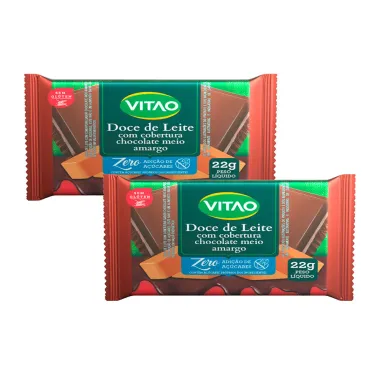 Doce Leite Vitão Cobertura de Chocolate Zero Açúcar 22g Pacote