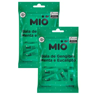 Kit 2 Bala de Gengibre Menta e Eucalipto Mió 40g