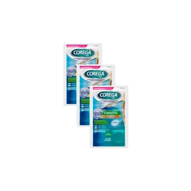 Kit 3 Corega Tabs Limpador de Dentadura 3 Minutos com 6 Pastilhas Efervescentes