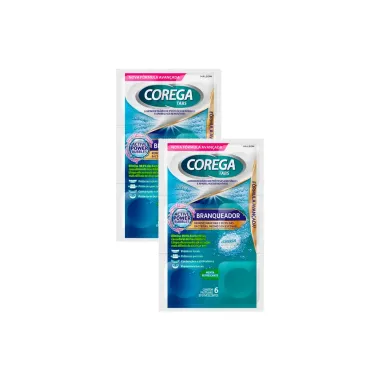 Kit 2 Corega Tabs Limpador de Dentadura Branqueador com 6 Pastilhas Efervescentes