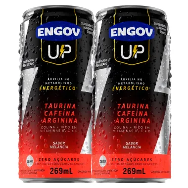 Kit 2 Energético Engov Up Taurina, Cafeína e Arginina Sabor Melancia Zero Açúcares 269ml