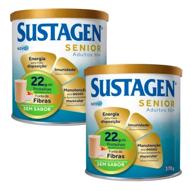 Kit 2 Complemento Alimentar Sustagen Senior Adultos 50+ Sem Sabor 370g