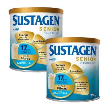 Kit 2 Complemento Alimentar Sustagen Senior Adultos 50+ Sabor Baunilha 370g