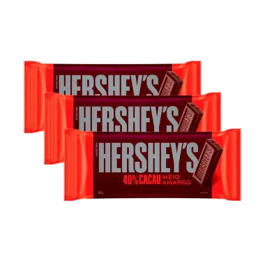 Kit 3 Chocolate Hershey's Meio Amargo