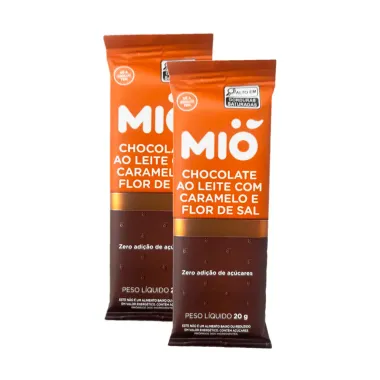 Kit 2 Chocolate Mió Ao Leite com Caramelo e Flor de Sal Zero 20g