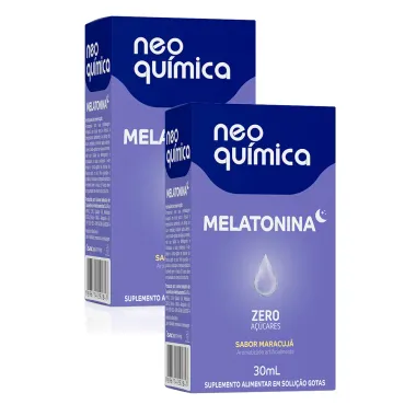 Kit 2 Melatonina Neo Química Sabor Maracujá Zero Suplemento Alimentar Gotas com 30ml