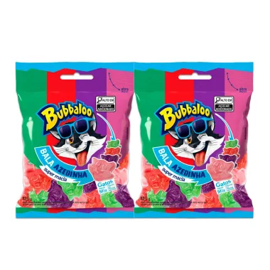 Kit 2 Bala Bubbaloo Gatos Azedinha Mix Sortidas 82,5g