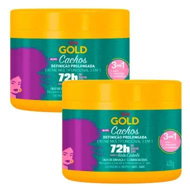 Kit 2 Creme de Tratamento Niely Gold Cachos Definição Prolongada 3 em 1 com 430g