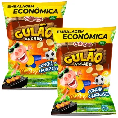 Kit 2 Salgadinho Gulão Assado Churrasco 180g Embalagem Econômica