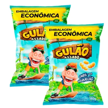 Salgadinho Gul&atilde;o Assado Onda Requeij&atilde;o 180g Embalagem Econ&ocirc;mica