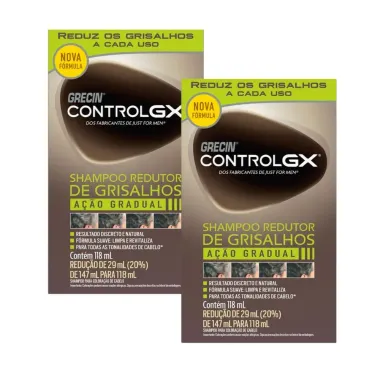 Kit 2 Shampoo Grecin Control GX Redutor de Grisalhos Ação Gradual 118ml