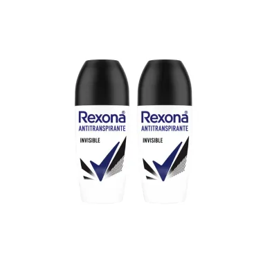 Kit 2 Desodorante Antitranspirante Rexona Invisible Roll-on com 50ml