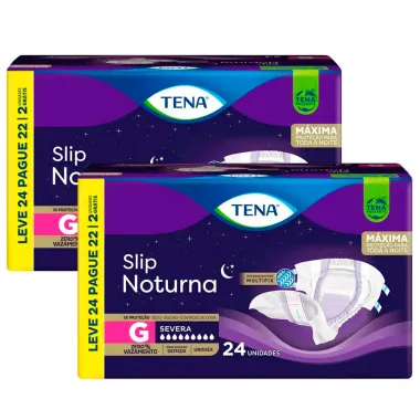Kit 2 Fralda Geriátrica Tena Slip Noturno G 24 Unidades Descartáveis cada