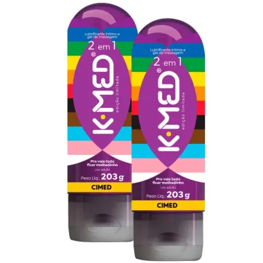 Kit 2 Gel Lubrificante Íntimo K-Med 2 em 1 LGBTQI+ com 203g