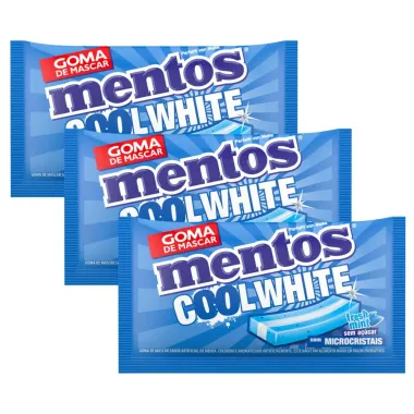 Chiclete Mentos Cool White Sabor Fresh Mint com Microcristais Sem Açúcar 8,5g