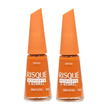 Kit 2 Esmalte Risqué Nude Cremoso Sem Filtro 8ml