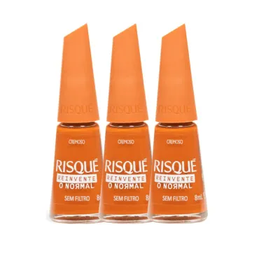 Kit 3 Esmalte Risqu&eacute; Nude Cremoso Sem Filtro 8ml