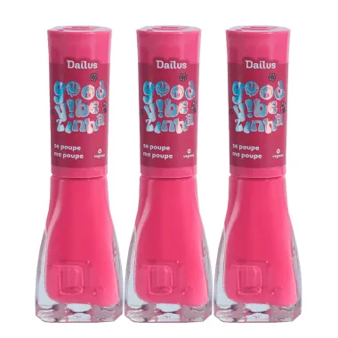 Kit 3 Esmalte Dailus Good Vibezinha Se Poupe Me Poupe 8ml